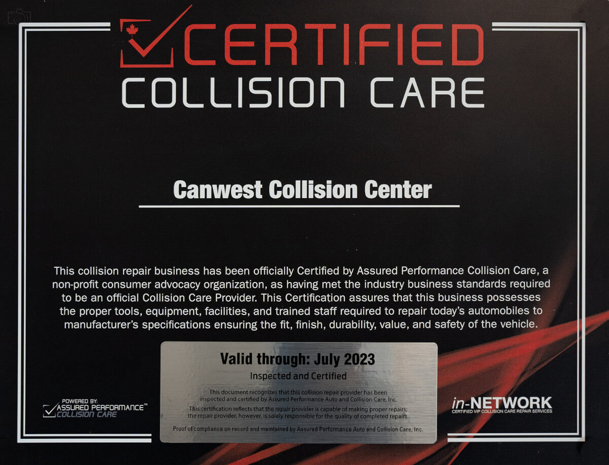 ​This collision repair business has been officially Certified by Assured Performance Collision Care, a non-profit consumer advocacy organization, as having met the industry business standards required to be an official Collision Care Provider. This Certification assures that this business possesses the proper tools, equipment, facilities, and trained staff required to repair today&apos;s automobiles to manufacturer&apos;s specifications ensuring the fit, finish, durability, value, and safety of the vehicle.